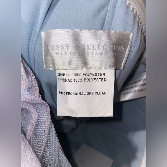 New! Dessy Collection Floral Tie-Back Halter Tulle Dress & Rosette Mist Garden🩵 - Picture 9 of 10